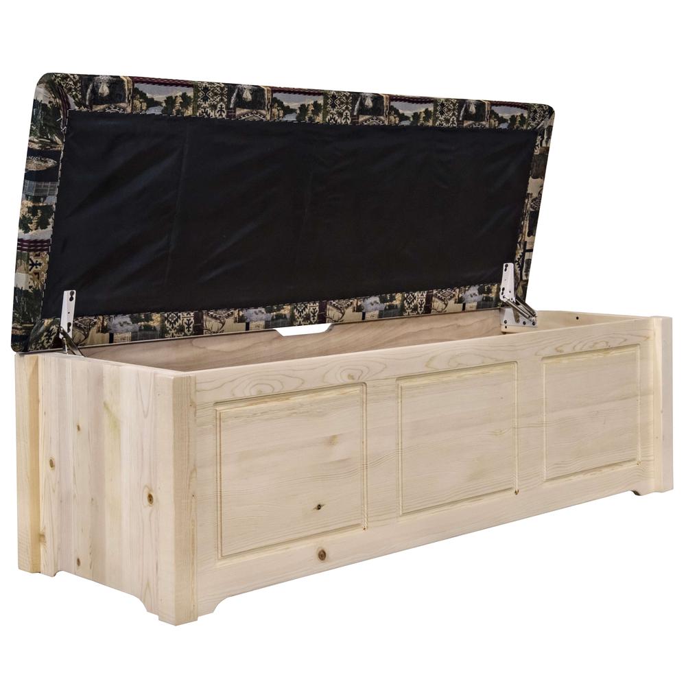 Homestead Collection Blanket Chest, Woodland Upholstery, Clear Lacquer Finish. Picture 5