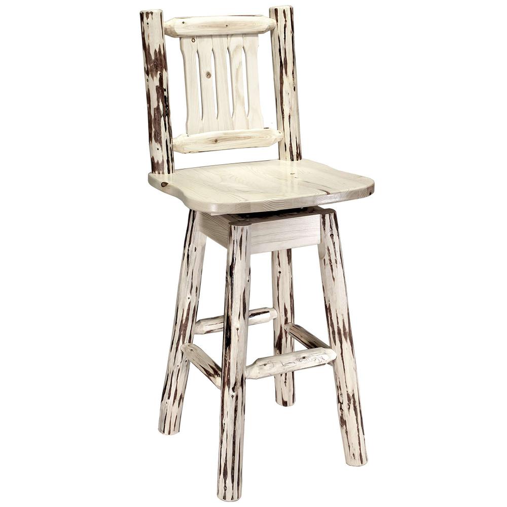 Montana Collection Barstool w/ Back & Swivel, Clear Lacquer Finish. Picture 1