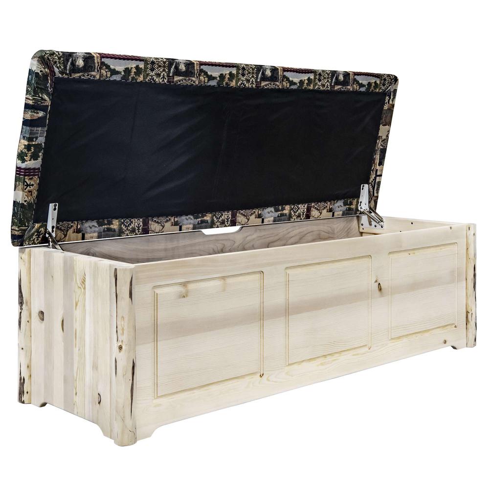 Montana Collection Blanket Chest, Woodland Upholstery, Clear Lacquer Finish. Picture 4