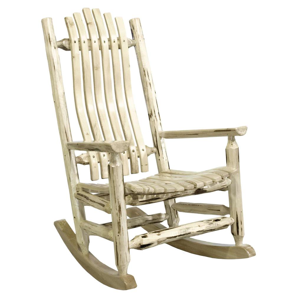 Montana Collection Adult Log Rocker, Clear Lacquer Finish. Picture 1