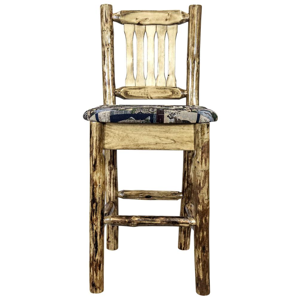 Glacier Country Collection Counter Height Barstool w/ Back - Woodland Upholstery. Picture 2