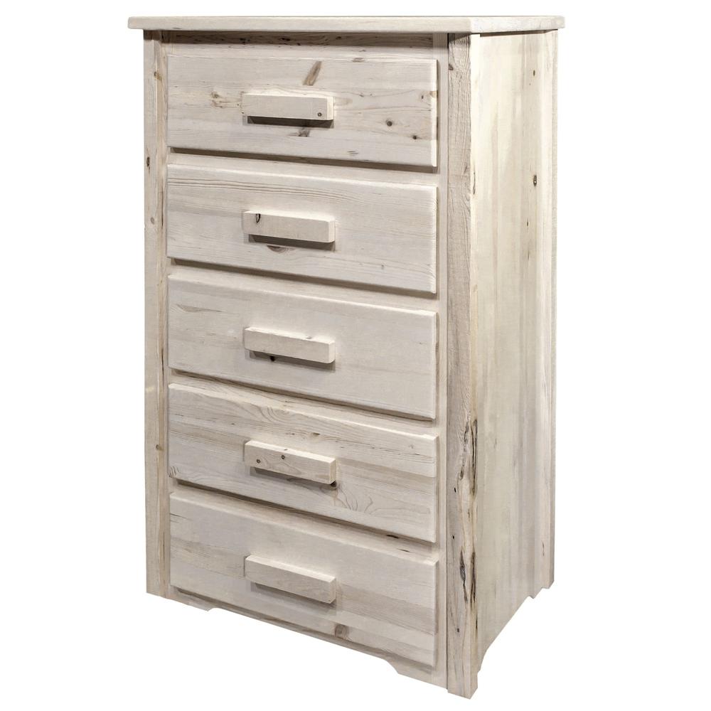 Homestead Collection 5 Drawer Chest of Drawers, Clear Lacquer Finish. Picture 3