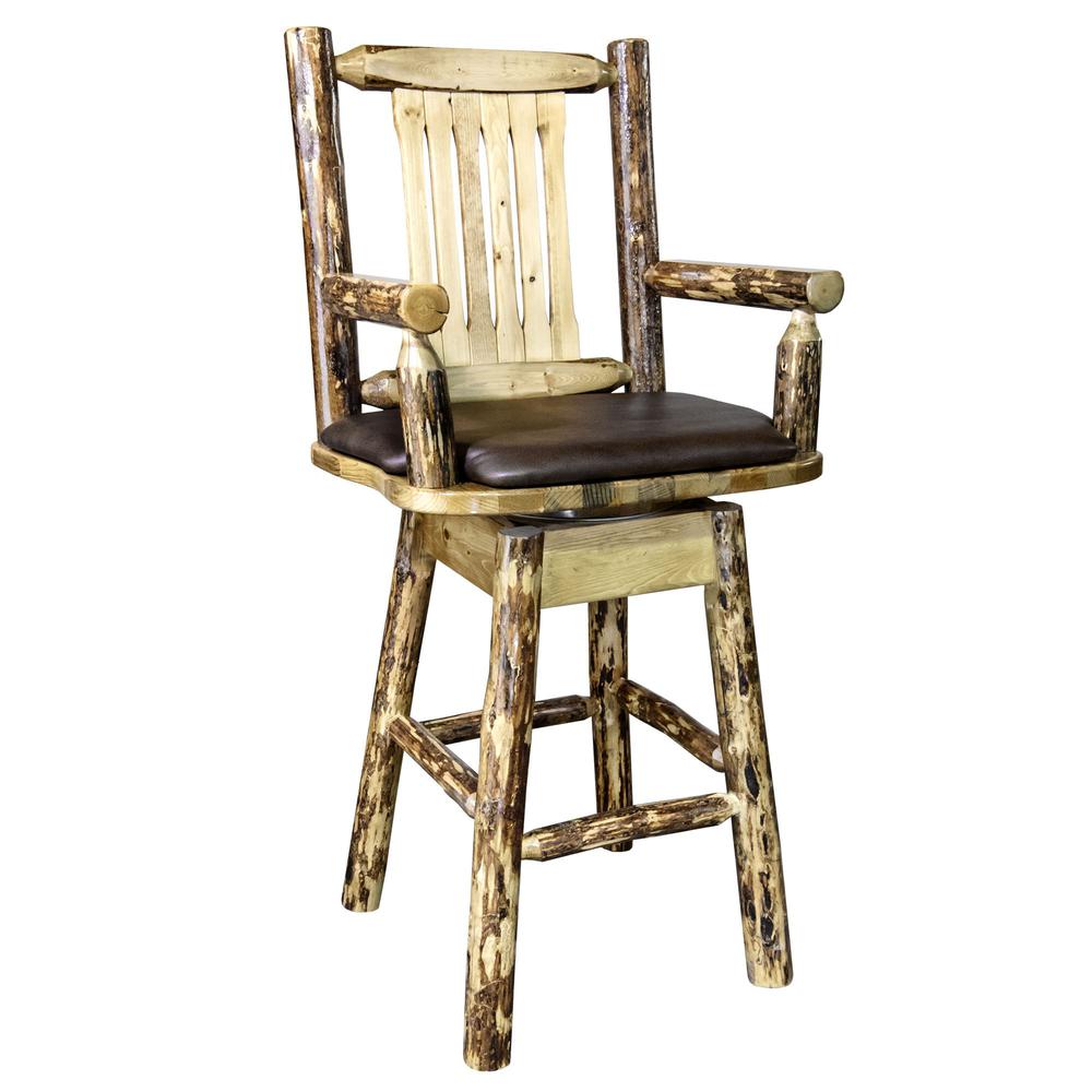 Glacier Country Collection Counter Height Swivel Captain's Barstool - Saddle Upholstery. Picture 1