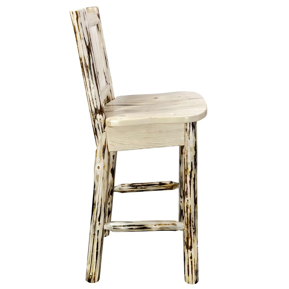 Montana Collection Barstool w/ Back, Clear Lacquer Finish, Ergonomic Wooden Seat. Picture 4