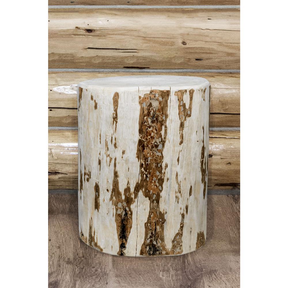 Montana Collection Cowboy Stump, 18" High Casual Seating, Clear Lacquer Finish. Picture 2