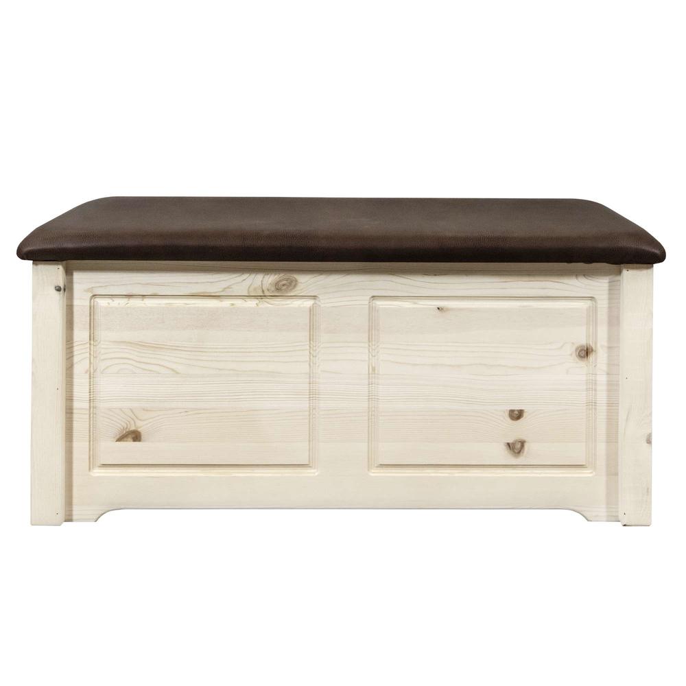 Homestead Collection Small Blanket Chest, Saddle Upholstery, Clear Lacquer Finish. Picture 2
