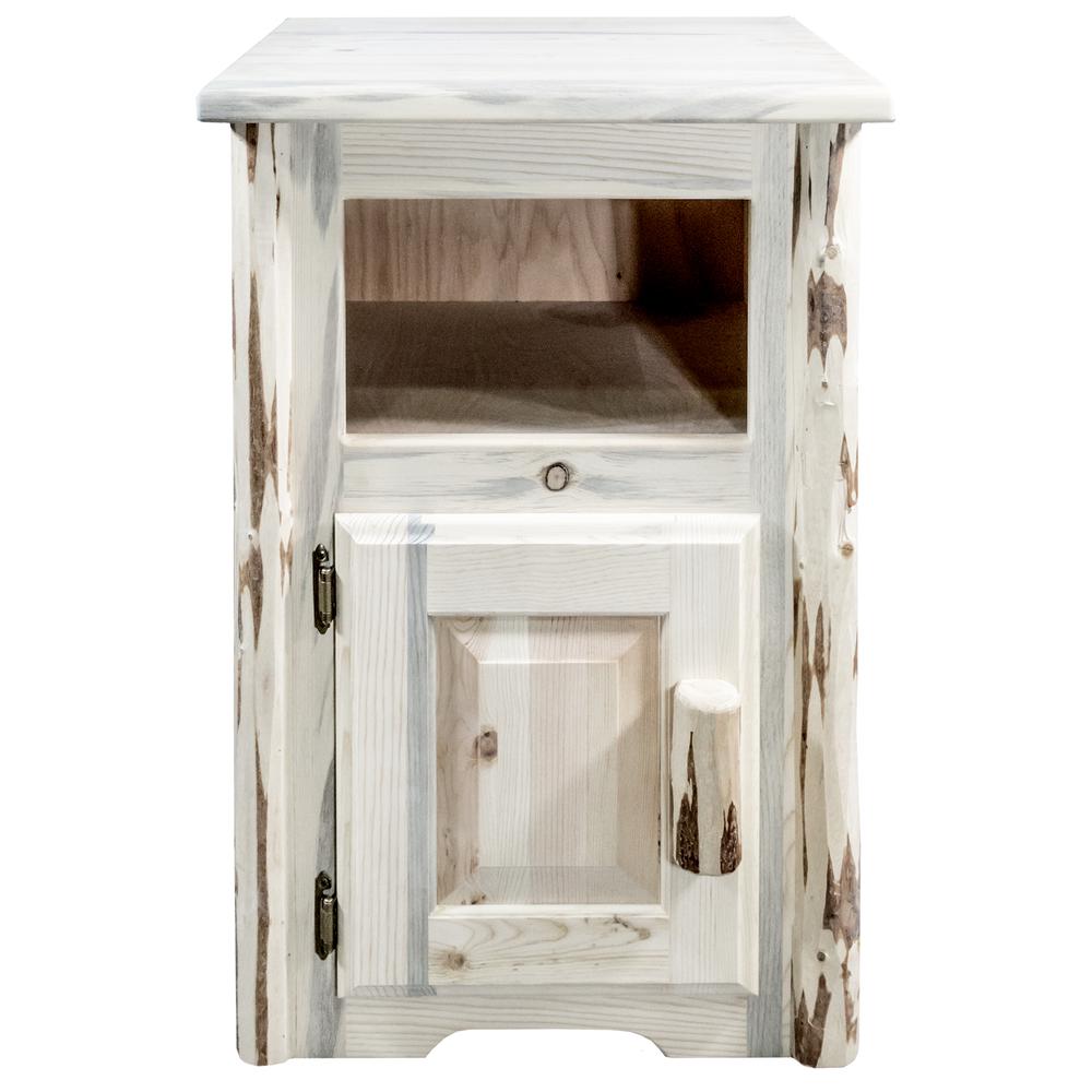 Montana Collection End Table w/ Door, Left Hinged, Clear Lacquer Finish. Picture 2