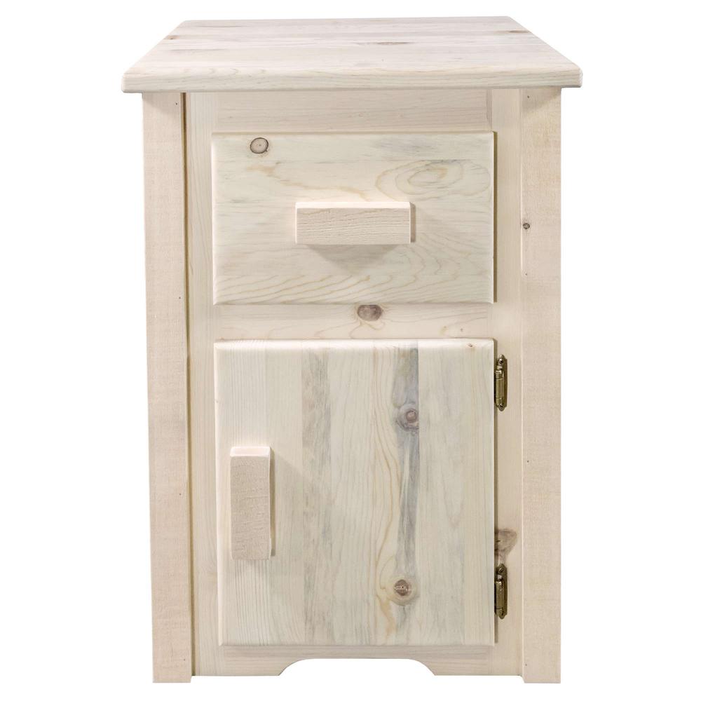Homestead Collection End Table w/ Drawer & Door, Right Hinged, Clear Lacquer Finish. Picture 2