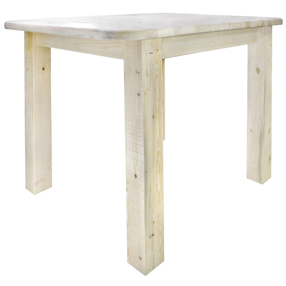 Homestead Collection Counter Height Square 4 Post Dining Table, Clear Lacquer Finish. Picture 1
