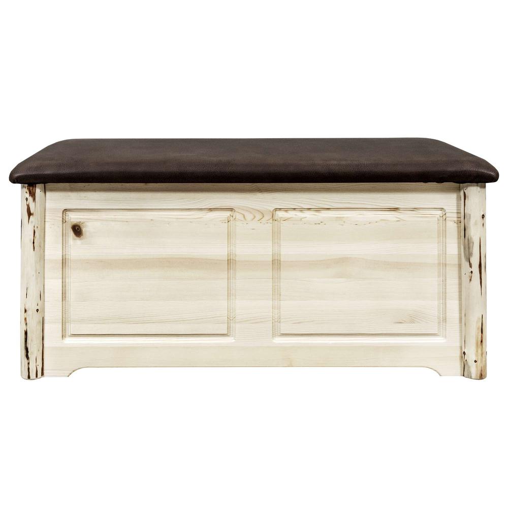 Montana Collection Small Blanket Chest, Saddle Upholstery, Clear Lacquer Finish. Picture 2