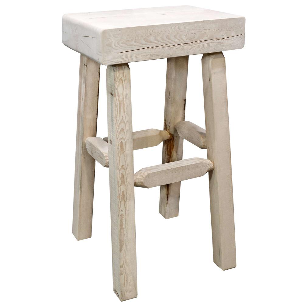 Homestead Collection Half Log Barstool, Clear Lacquer Finish. Picture 1