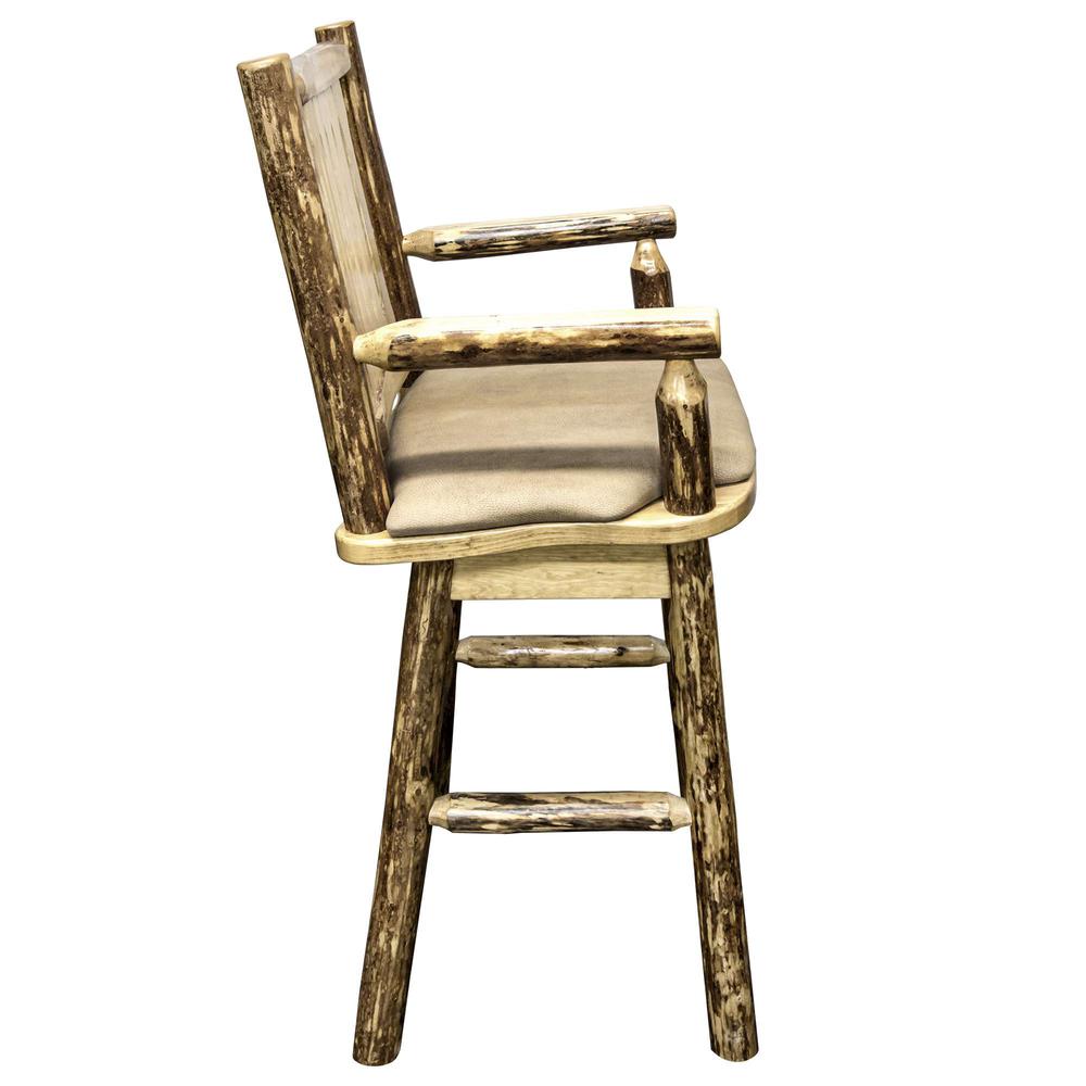 Glacier Country Collection Counter Height Swivel Captain's Barstool - Buckskin Upholstery. Picture 4