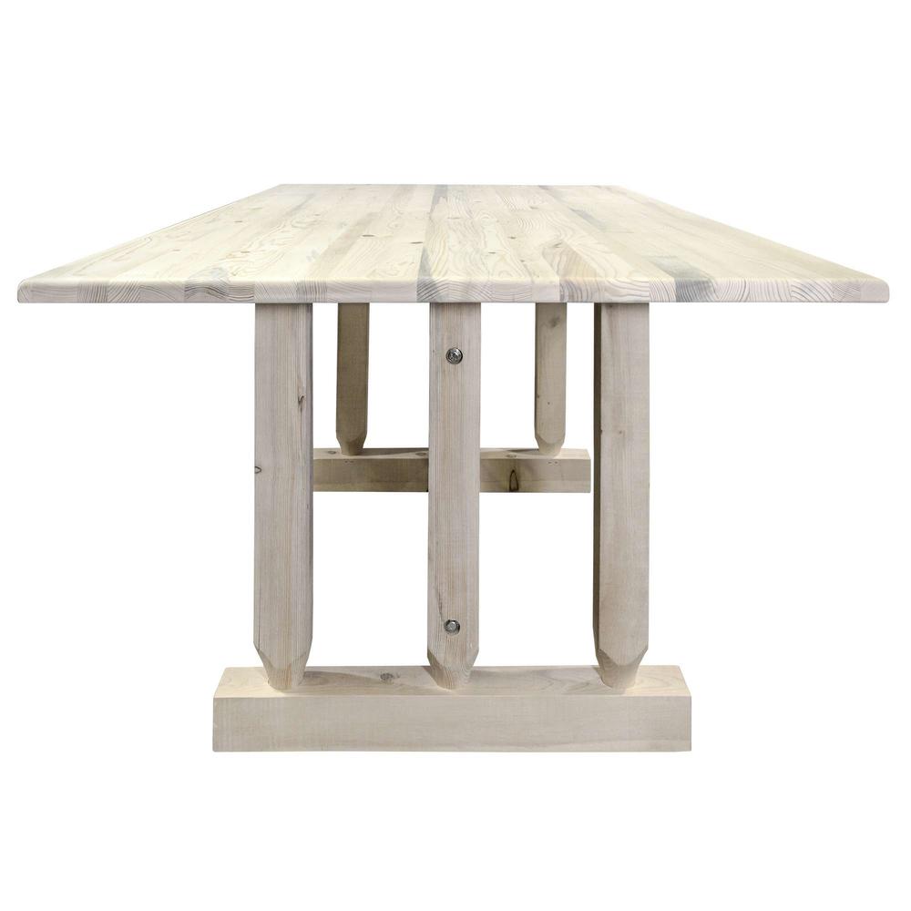 Homestead Collection Trestle Based Dining Table, Clear Lacquer Finish. Picture 4