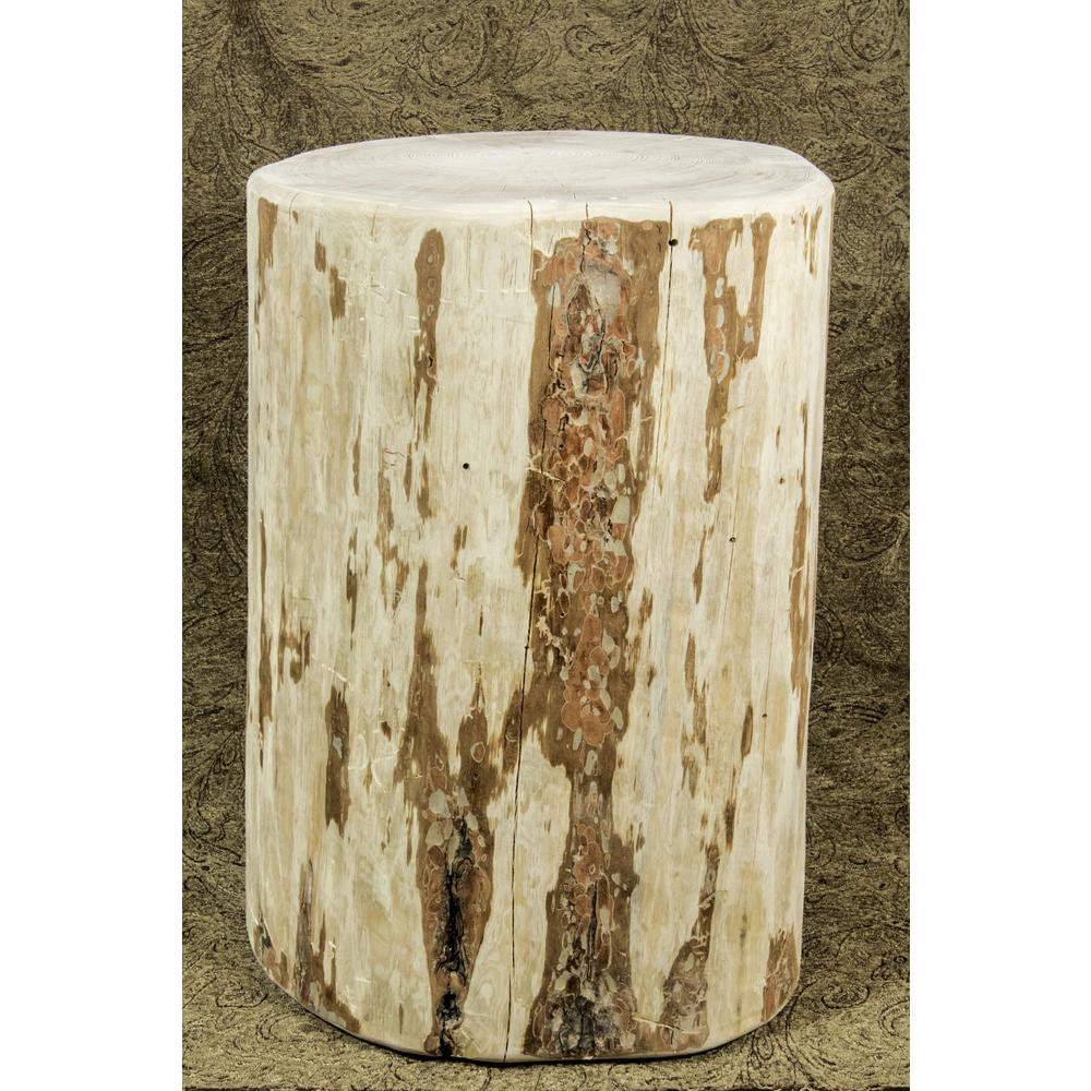 Montana Collection Cowboy Stump, 25" High Occasional Table, Clear Lacquer Finish. Picture 4