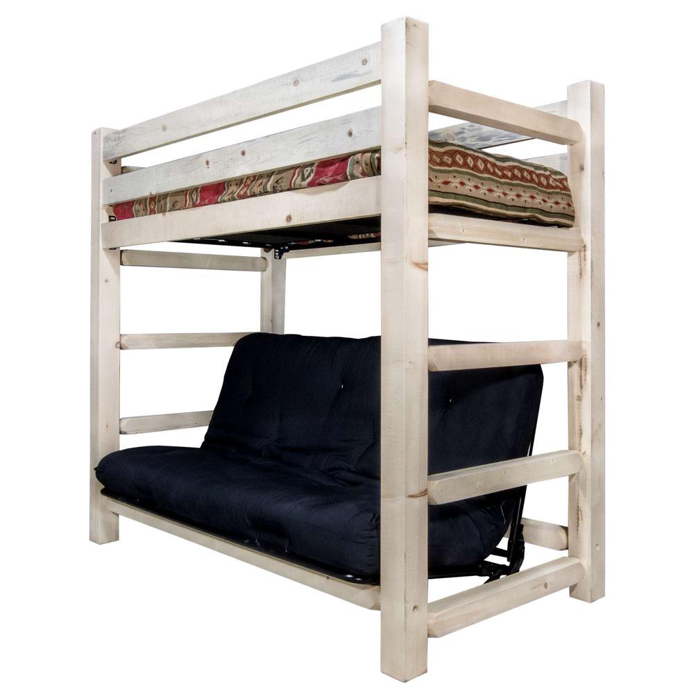 Homestead Collection Twin Bunk Bed over Full Futon Frame w/ Mattress. Picture 4