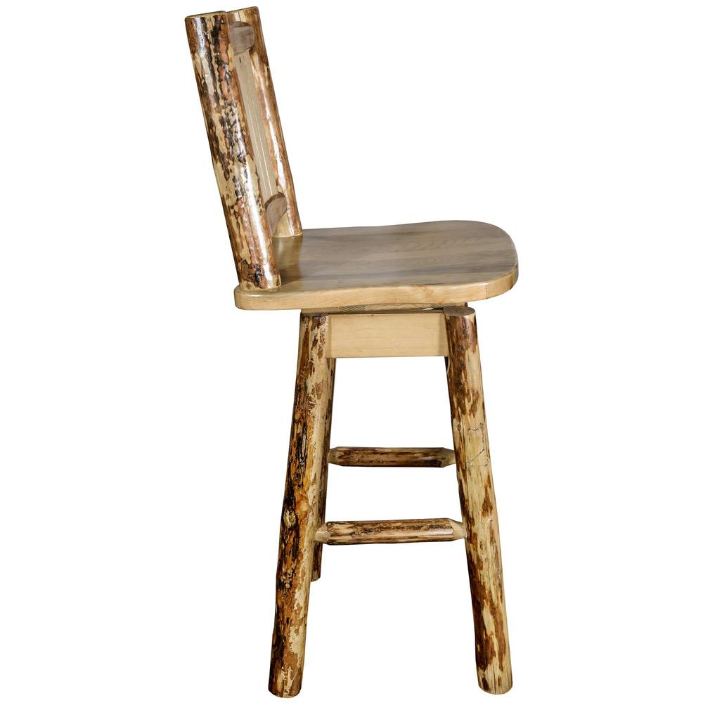 Glacier Country Collection Counter Height Barstool w/ Back & Swivel w/ Laser Engraved Elk Design. Picture 5