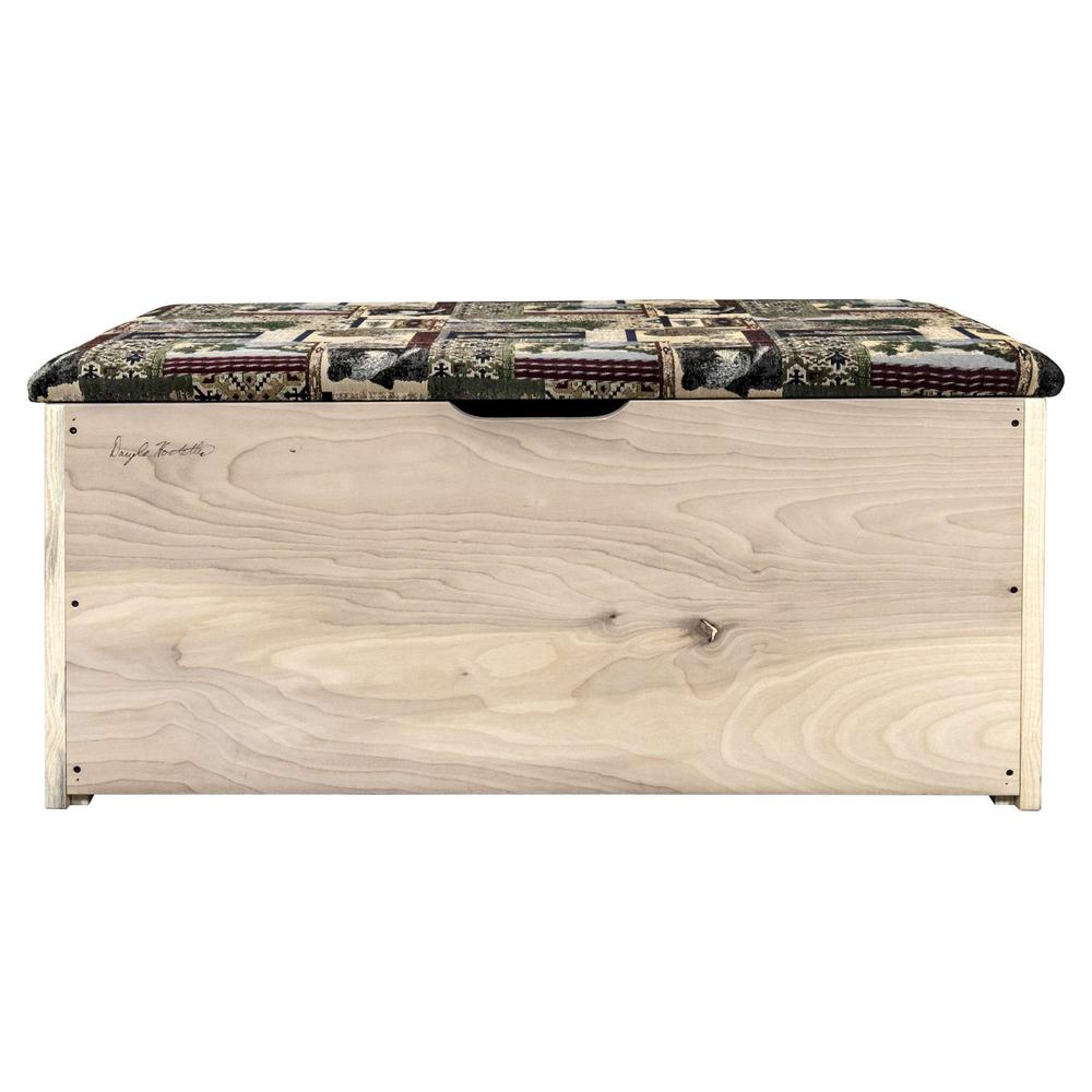 Homestead Collection Small Blanket Chest, Woodland Upholstery, Clear Lacquer Finish. Picture 6