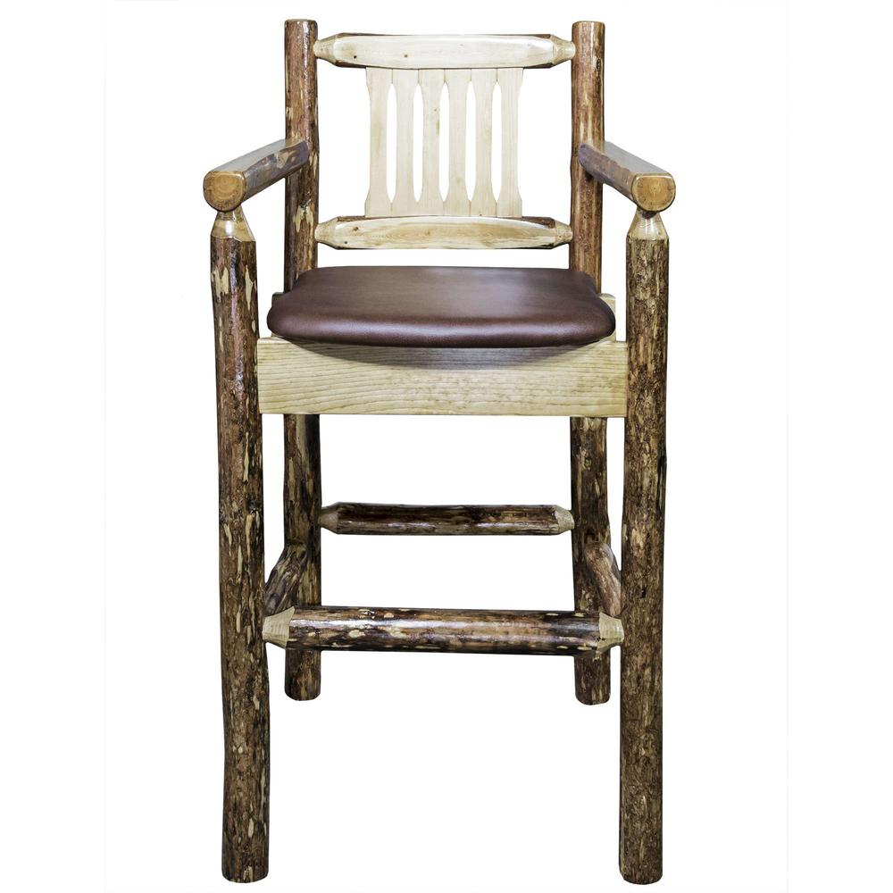 Glacier Country Collection Counter Height Captain's Barstool - Saddle Upholstery. Picture 1