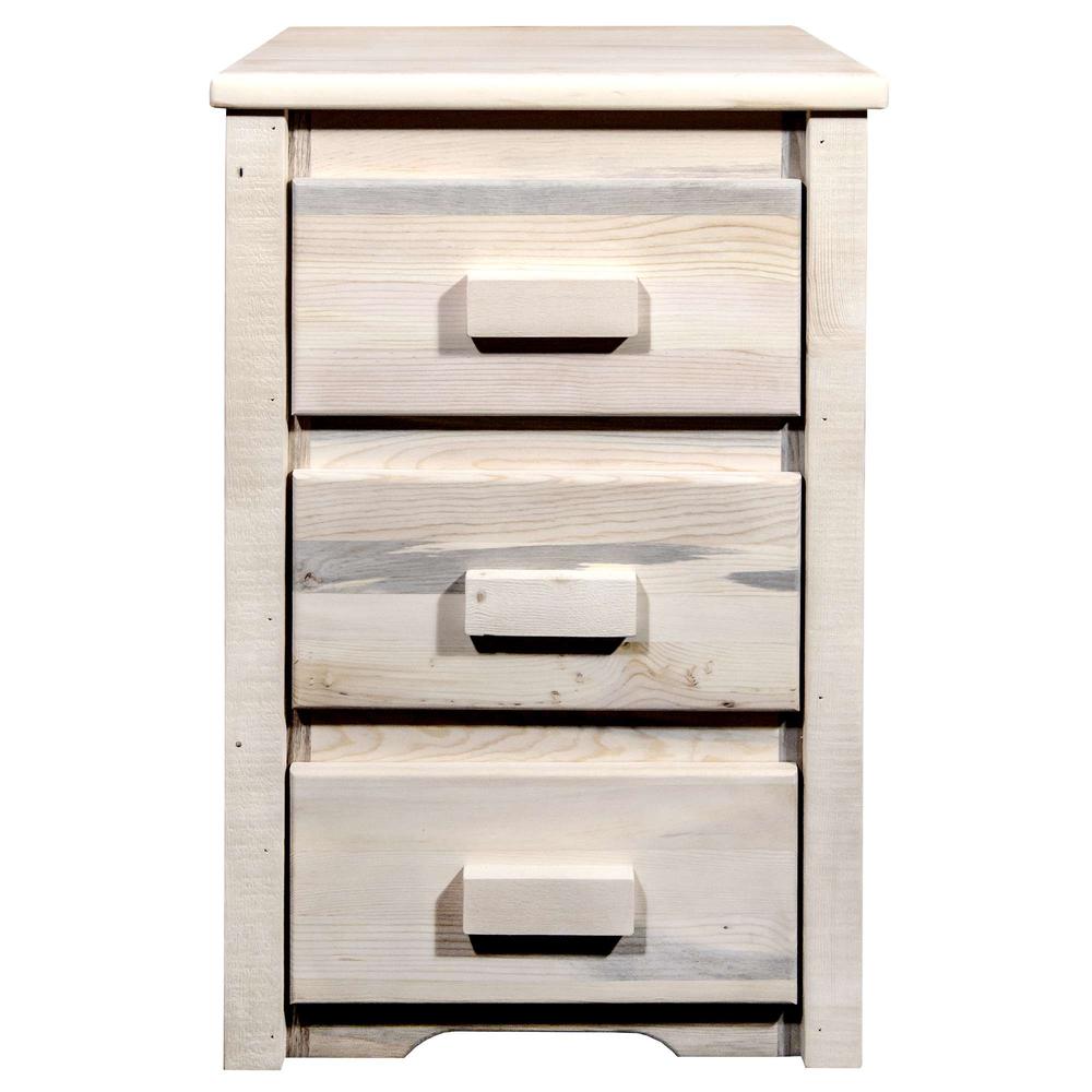 Homestead Collection Nightstand with 3 Drawers, Clear Lacquer Finish. Picture 2