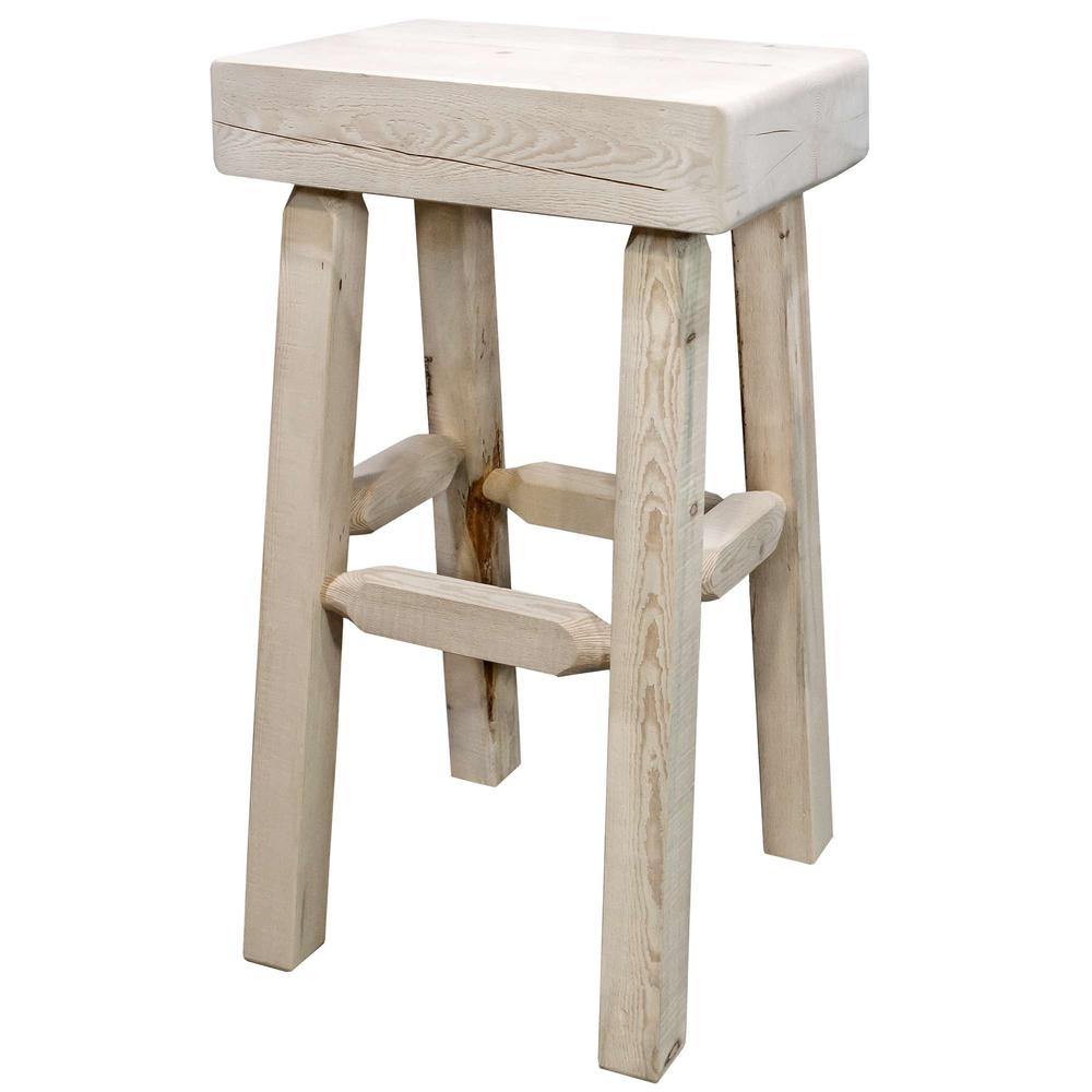 Homestead Collection Half Log Barstool, Clear Lacquer Finish. Picture 2