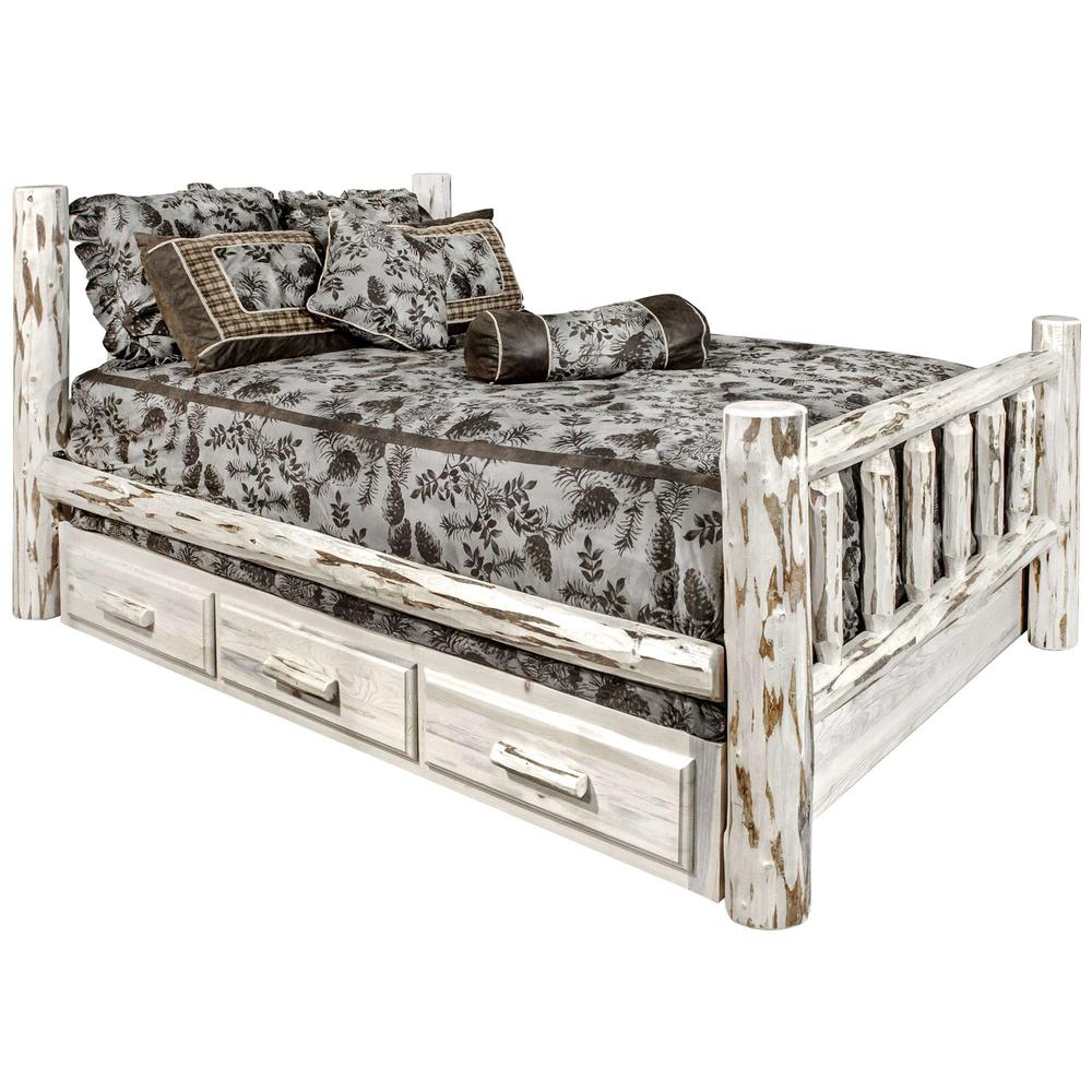 Montana Collection Twin Bed w/ Storage, Clear Lacquer Finish. Picture 1