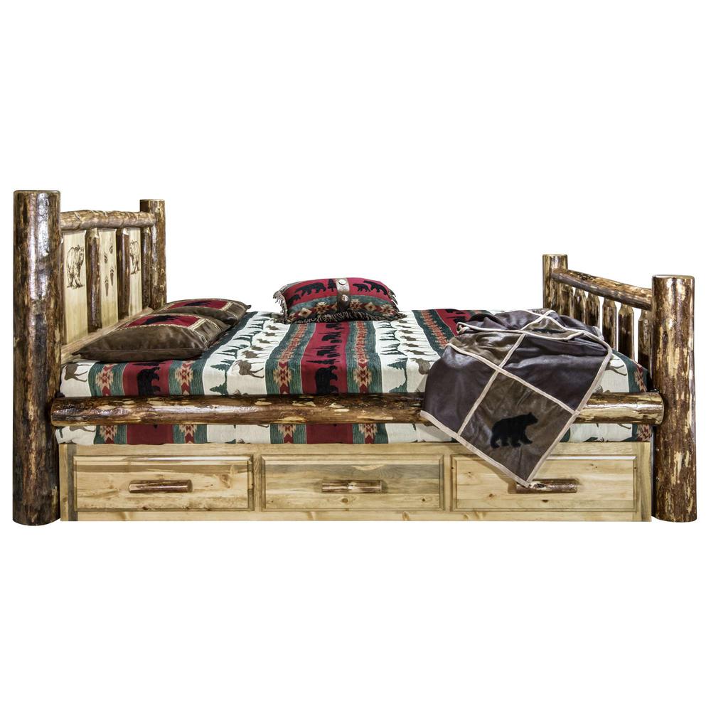 Glacier Country Collection Full Storage Bed w/ Laser Engraved Bear Design. Picture 4