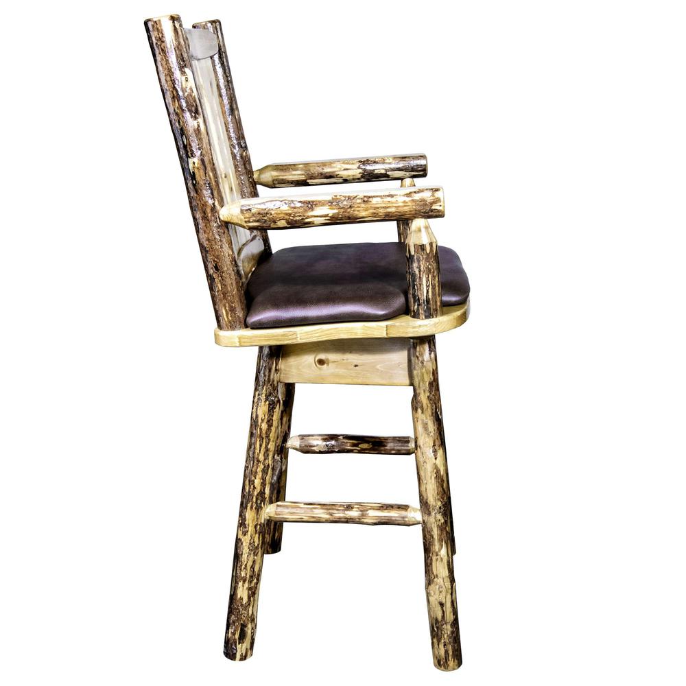 Glacier Country Collection Counter Height Swivel Captain's Barstool - Saddle Upholstery. Picture 4