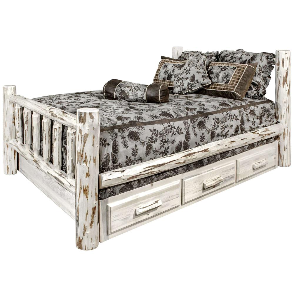 Montana Collection Twin Bed w/ Storage, Clear Lacquer Finish. Picture 3