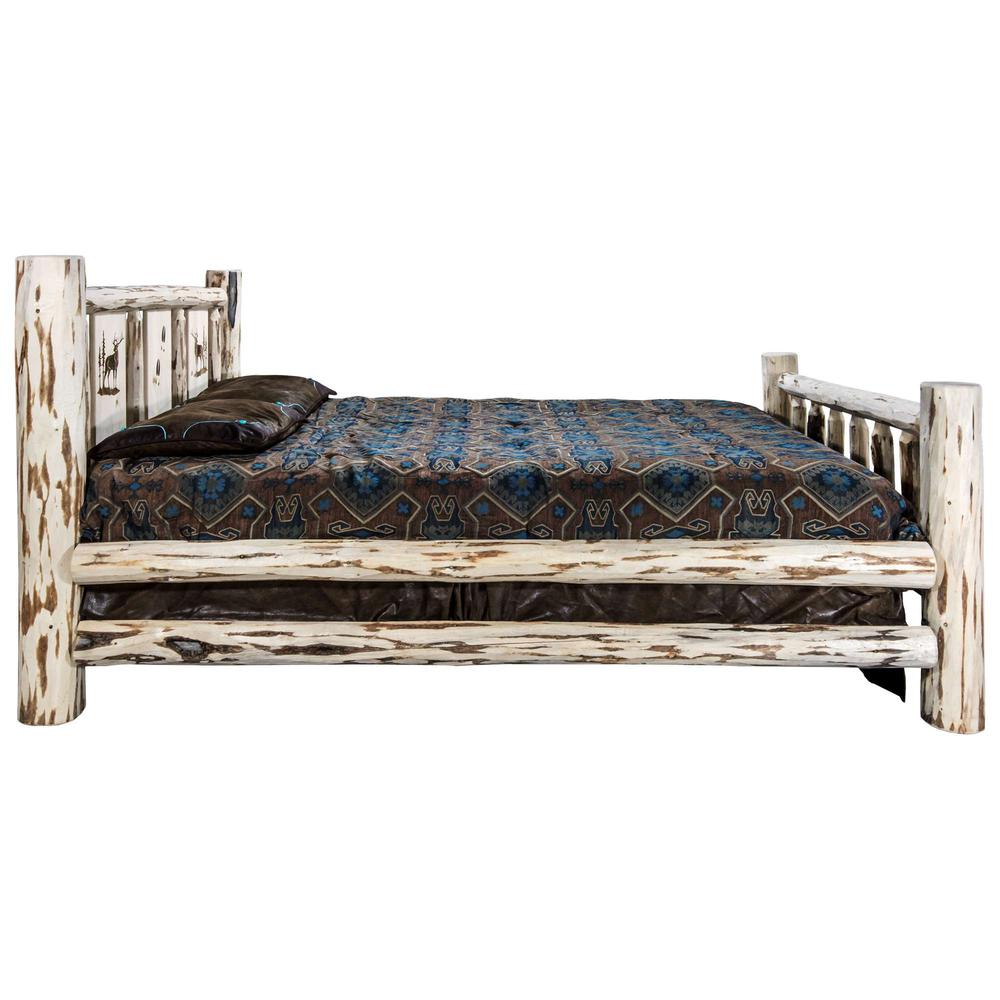 Montana Collection Full Bed w/ Laser Engraved Elk Design, Clear Lacquer Finish. Picture 4