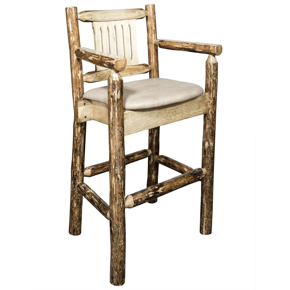 Glacier Country Collection Counter Height Captain's Barstool - Buckskin Upholstery. Picture 1