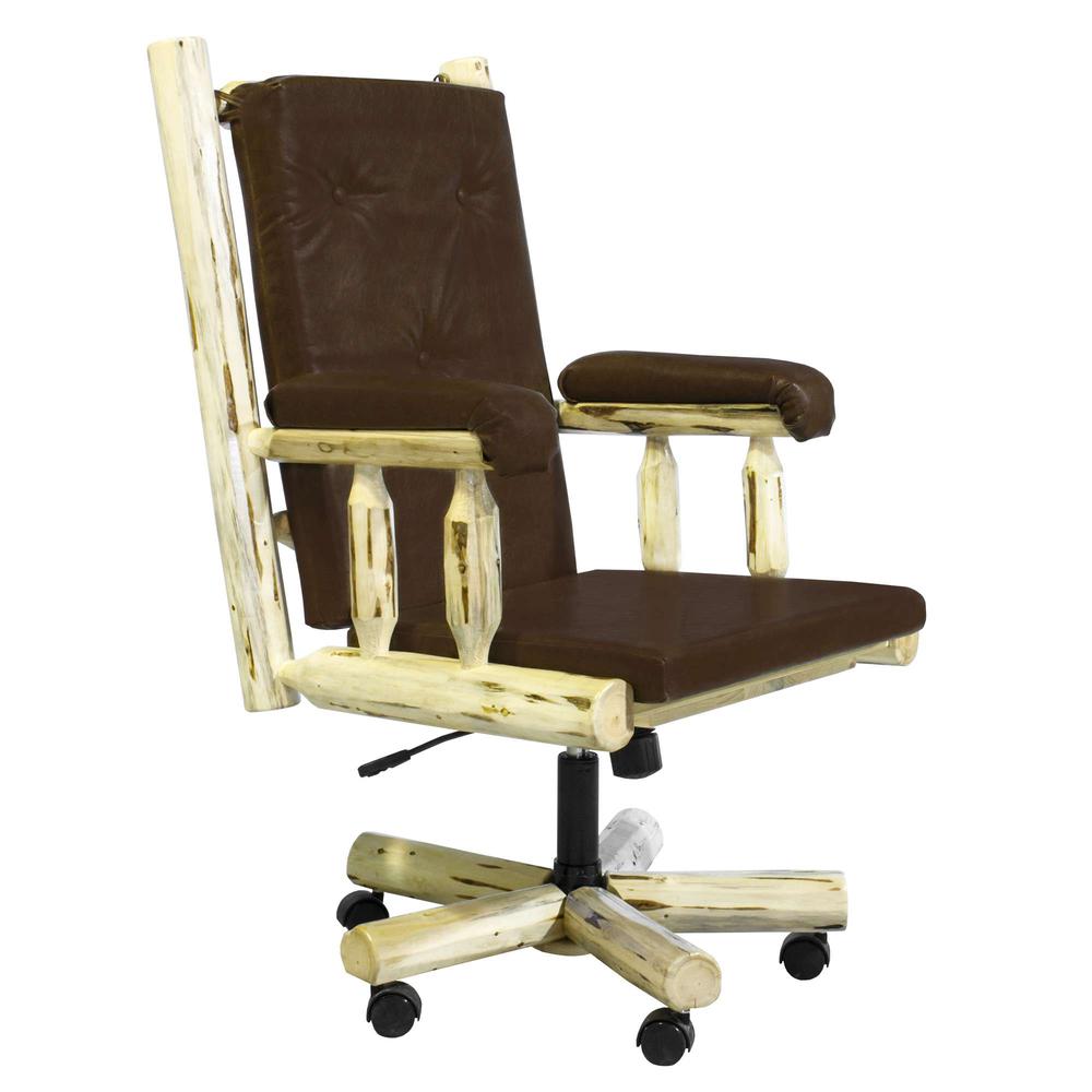 Montana Collection Upholstered Office Chair, Clear Lacquer Finish. Picture 1