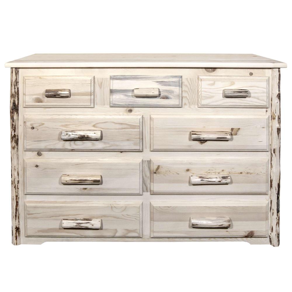 Montana Collection 9 Drawer Dresser, Clear Lacquer Finish. Picture 2