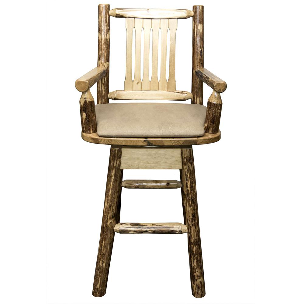 Glacier Country Collection Counter Height Swivel Captain's Barstool - Buckskin Upholstery. Picture 2