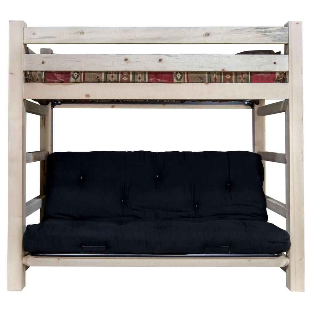 Homestead Collection Twin Bunk Bed over Full Futon Frame w/ Mattress. Picture 2