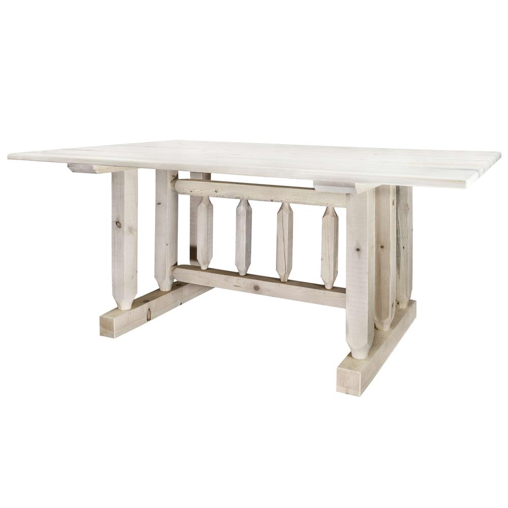 Homestead Collection Trestle Based Dining Table, Clear Lacquer Finish. Picture 3