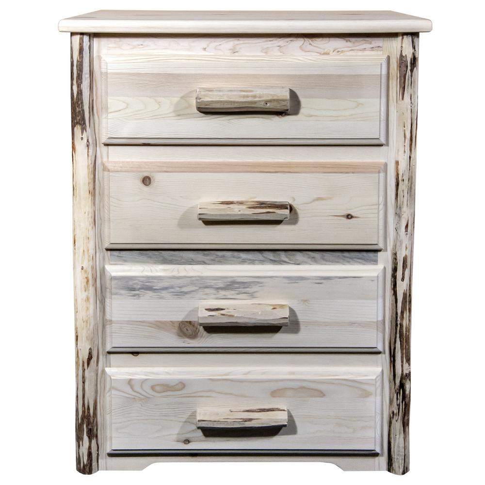 Montana Collection 4 Drawer Chest of Drawers, Clear Lacquer Finish. Picture 2