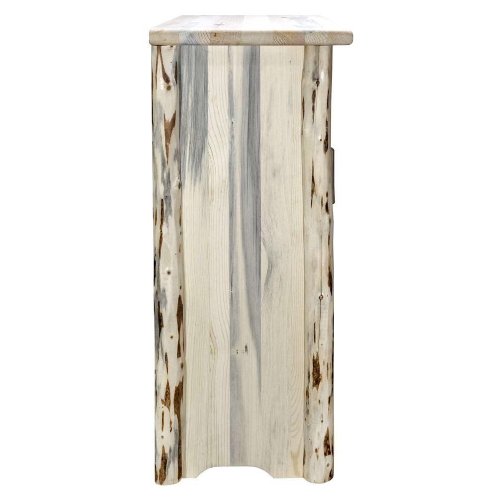 Montana Collection Accent Cabinet w/ Laser Engraved Elk Design, Left Hinged, Clear Lacquer Finish. Picture 4