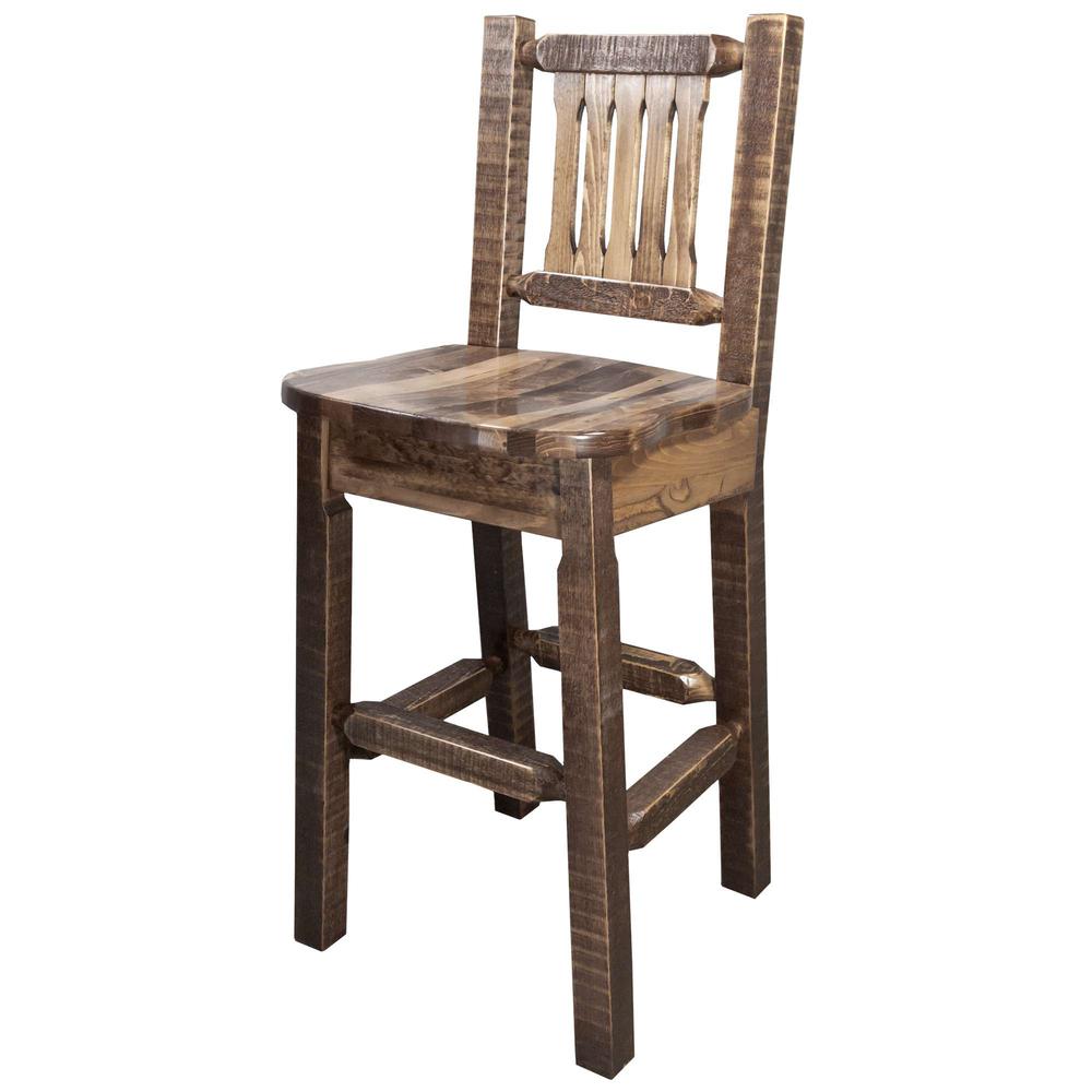 Homestead Collection Counter Height Barstool w/ Back, Stain & Lacquer Finish. Picture 2