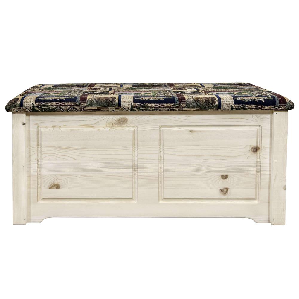 Homestead Collection Small Blanket Chest, Woodland Upholstery, Clear Lacquer Finish. Picture 2