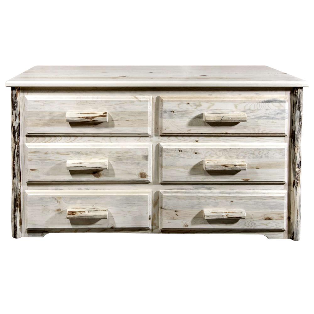 Montana Collection 6 Drawer Dresser, Clear Lacquer Finish. Picture 2