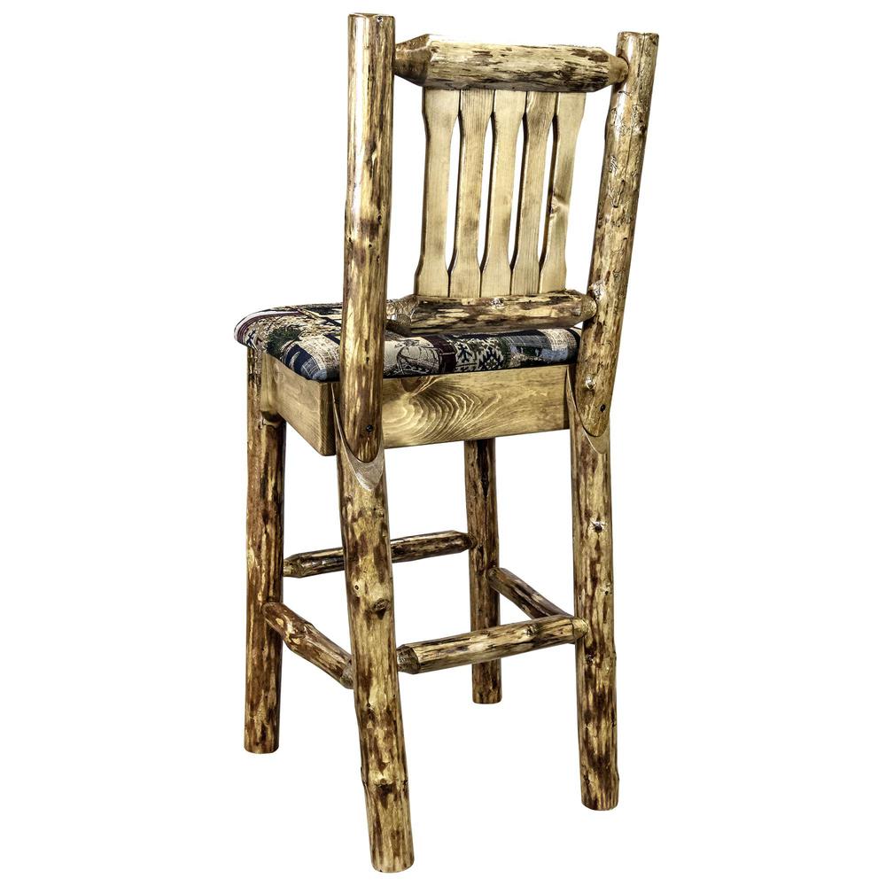 Glacier Country Collection Counter Height Barstool w/ Back - Woodland Upholstery. Picture 4