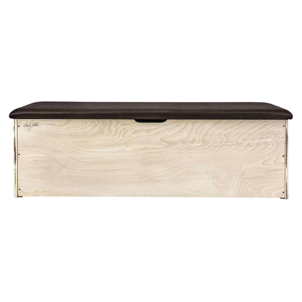 Montana Collection Blanket Chest, Saddle Upholstery, Clear Lacquer Finish. Picture 6