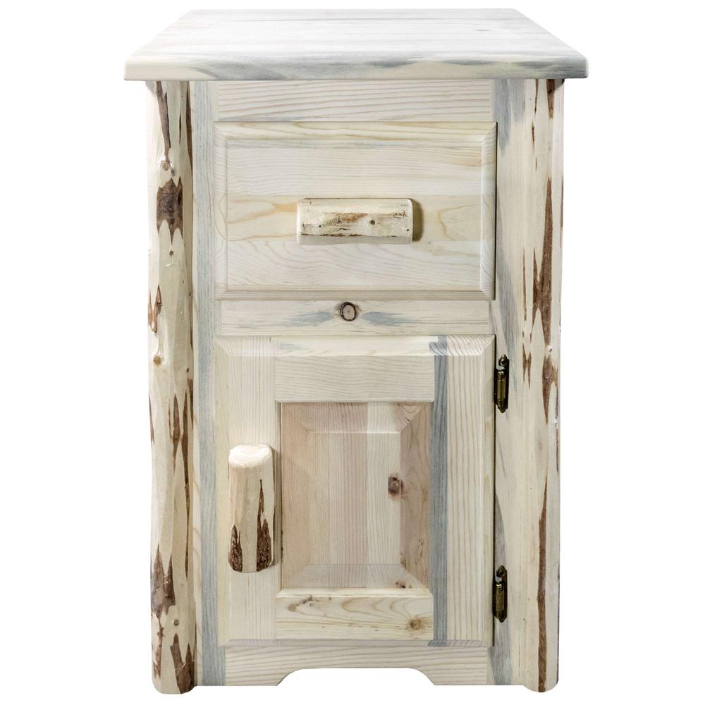 Montana Collection End Table w/ Drawer & Door, Right Hinged, Clear Lacquer Finish. Picture 2