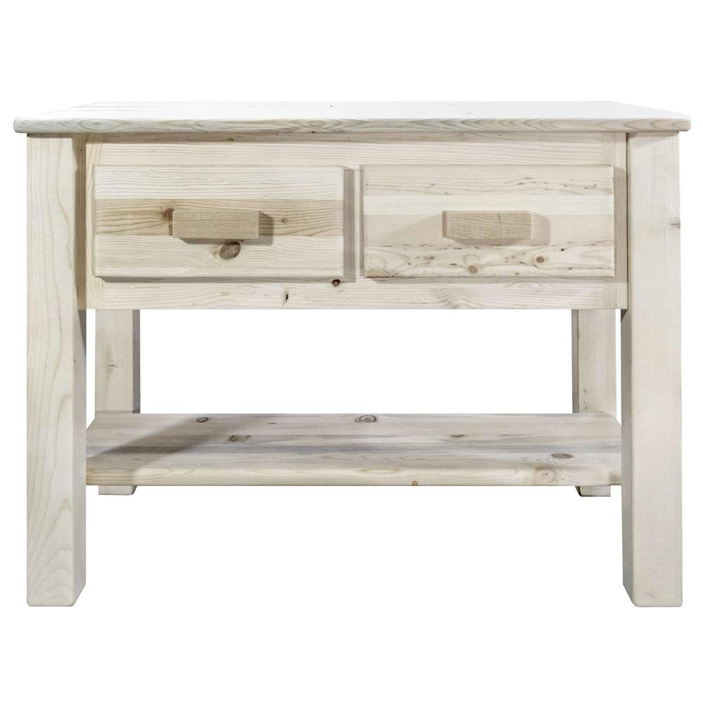 Homestead Collection Console Table w/ 2 Drawers, Clear Lacquer Finish. Picture 2