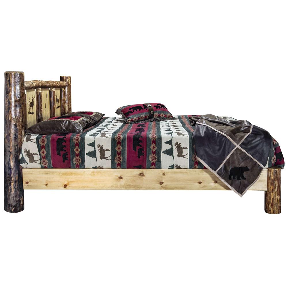 Glacier Country Collection Full Platform Bed w/ Laser Engraved Elk Design. Picture 4