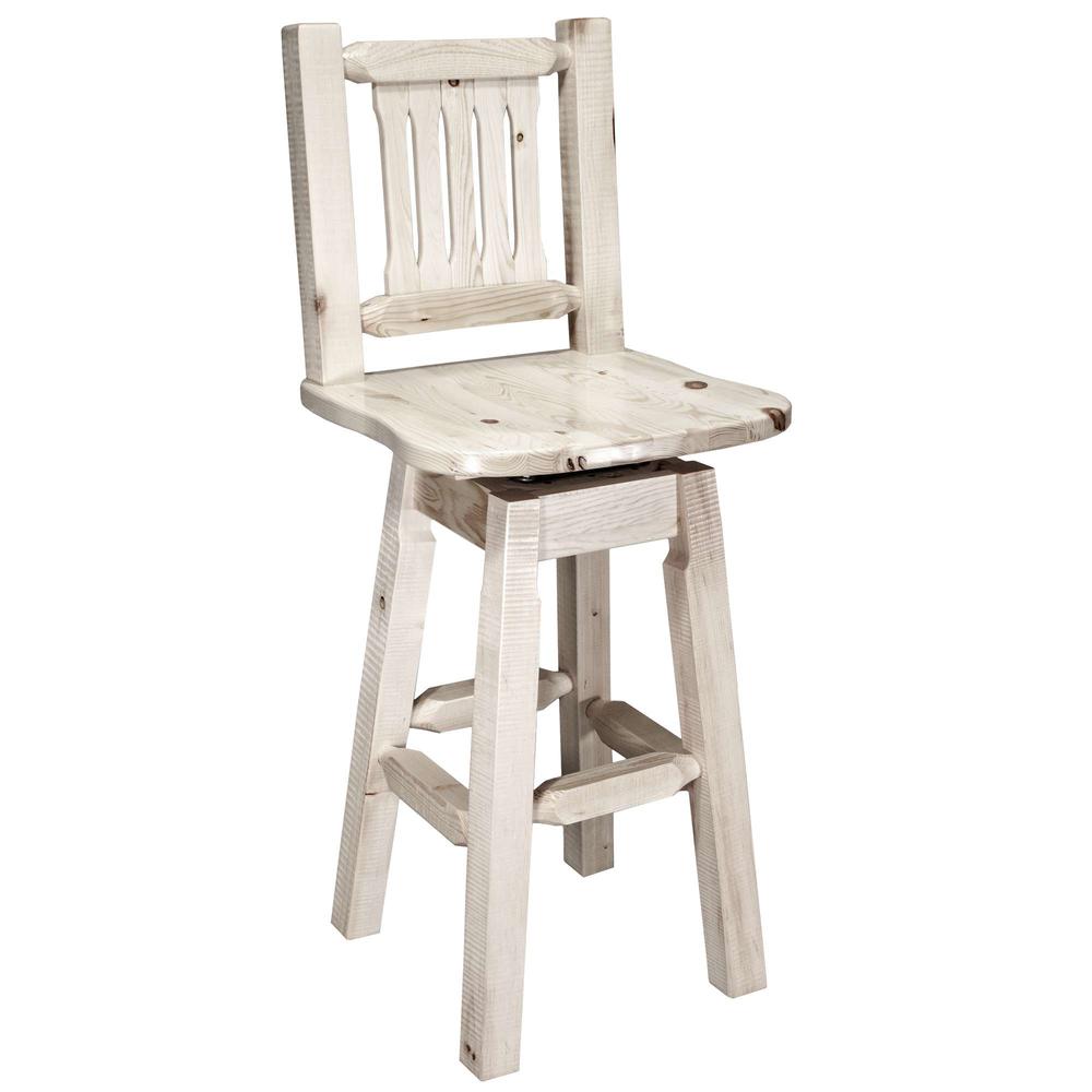 Homestead Collection Barstool w/ Back & Swivel, Clear Lacquer Finish. Picture 1