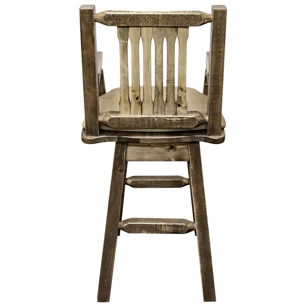 Homestead Collection Counter Height Swivel Captain's Barstool - Buckskin Upholstery, Stain & Lacquer Finish. Picture 5