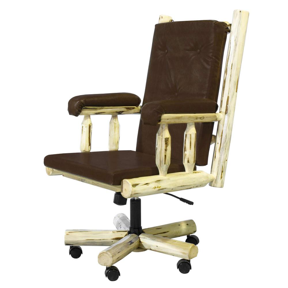 Montana Collection Upholstered Office Chair, Clear Lacquer Finish. Picture 3