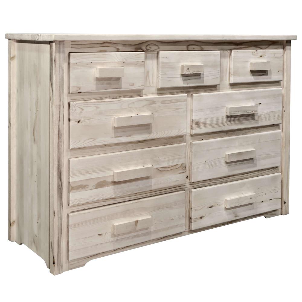 Homestead Collection 9 Drawer Dresser, Clear Lacquer Finish. Picture 1