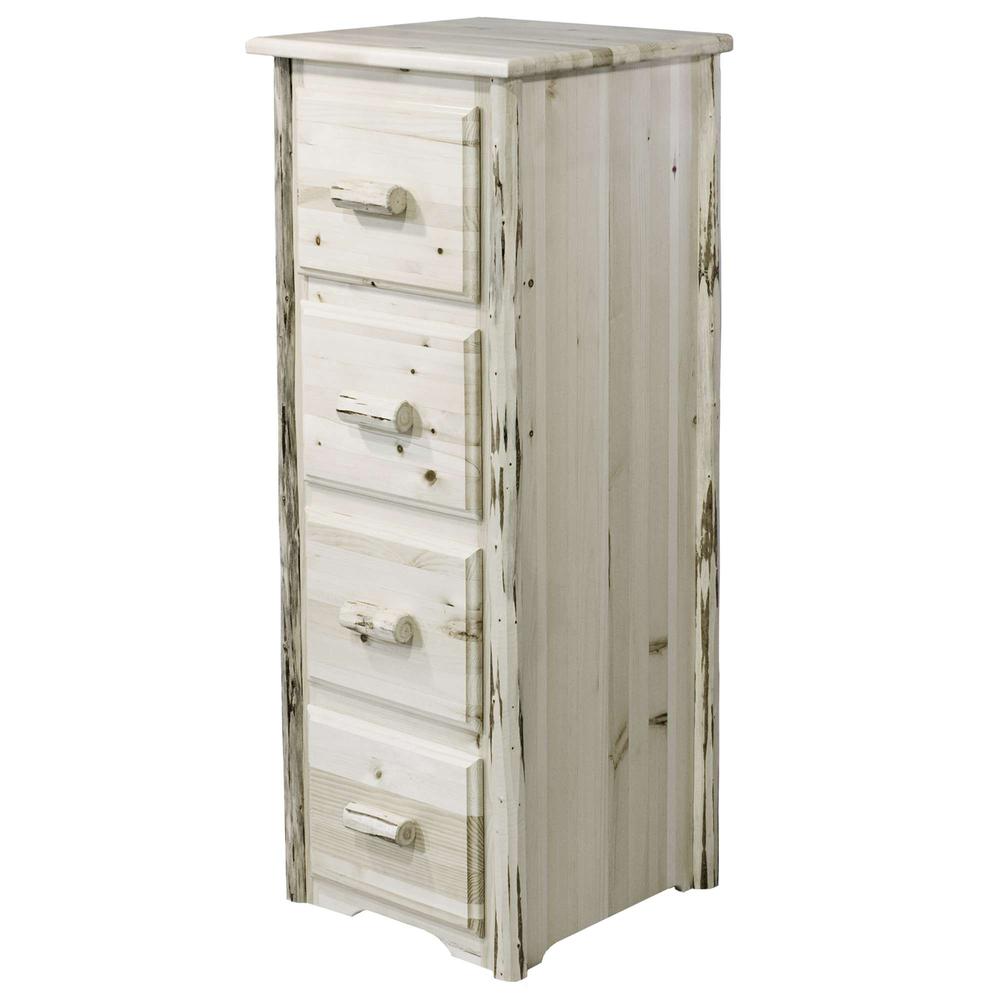 Montana Collection 4 Drawer File Cabinet, Clear Lacquer Finish. Picture 2